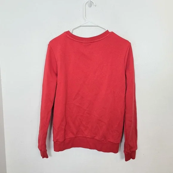 Adidas Red White Trefoil Comfy Athleisure Lounge Sporty Sweatshirt Size Small - Picture 6 of 7